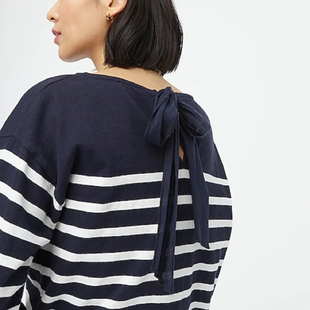 J.Crew Knit Mariner cloth bow-back top in stripe AW130